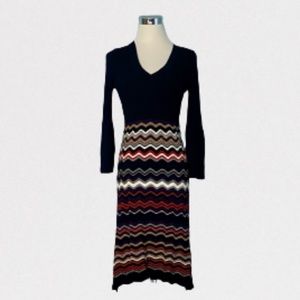 Nine West Knit Dress with Red, Dark Purple, and Gold Metallic